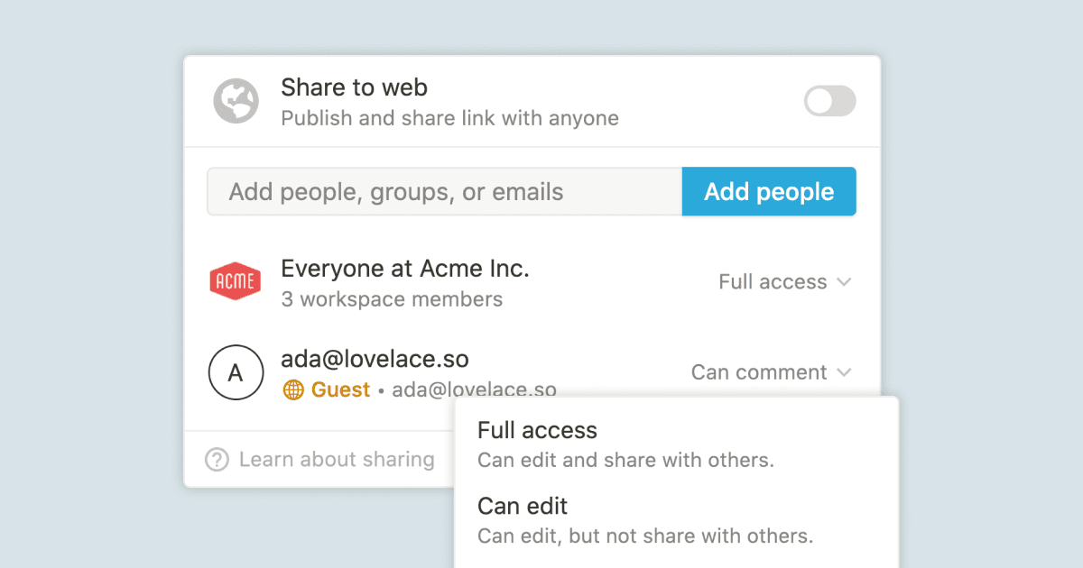 Sharing & permissions
