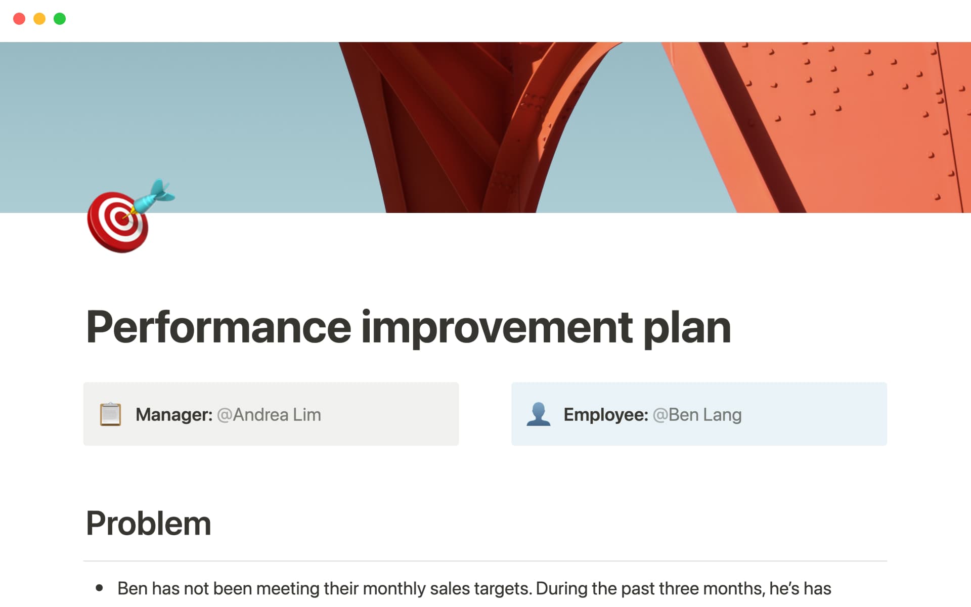 Performance improvement plan template