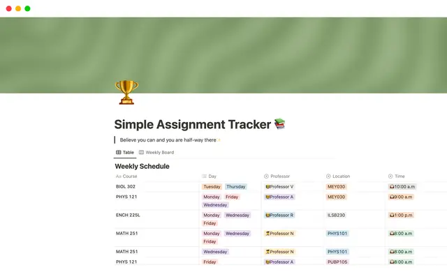 Simple Assignment Tracker